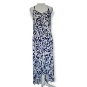 Cynthia Rowley Blue &‎ White Abstract Leaf Hi-Low Maxi Dress – Size M